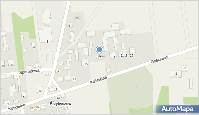 Przybyszew, Kościelna, 17, mapa Przybyszew
