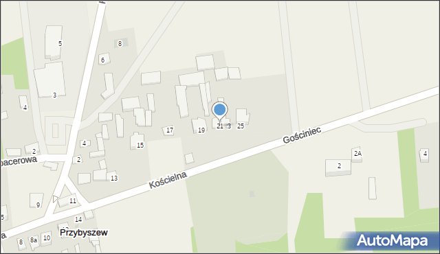 Przybyszew, Kościelna, 21, mapa Przybyszew