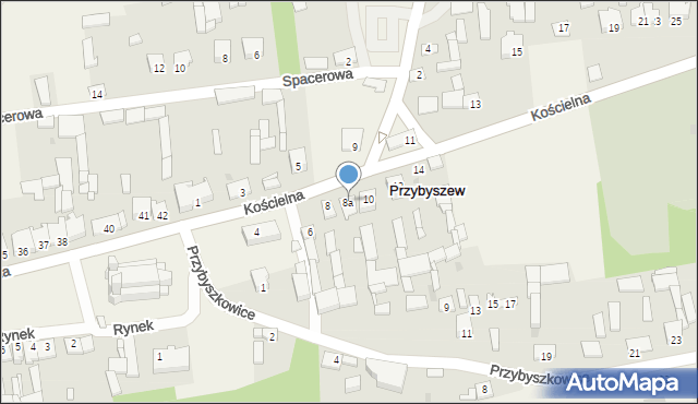 Przybyszew, Kościelna, 8a, mapa Przybyszew