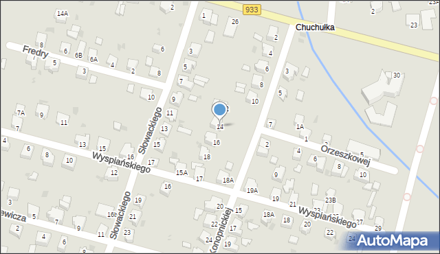 Pszczyna, Konopnickiej Marii, 14, mapa Pszczyny