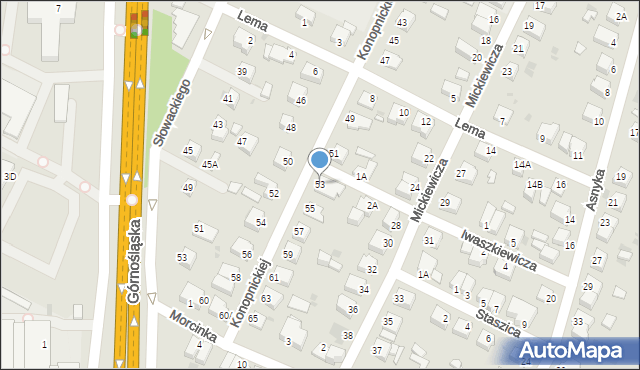 Pszczyna, Konopnickiej Marii, 53, mapa Pszczyny