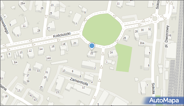 Pszczyna, Kościuszki Tadeusza, gen., 22, mapa Pszczyny