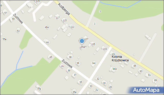 Pszów, Kolberga Oskara, 107A, mapa Pszów