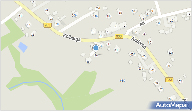 Pszów, Kolberga Oskara, 3A, mapa Pszów