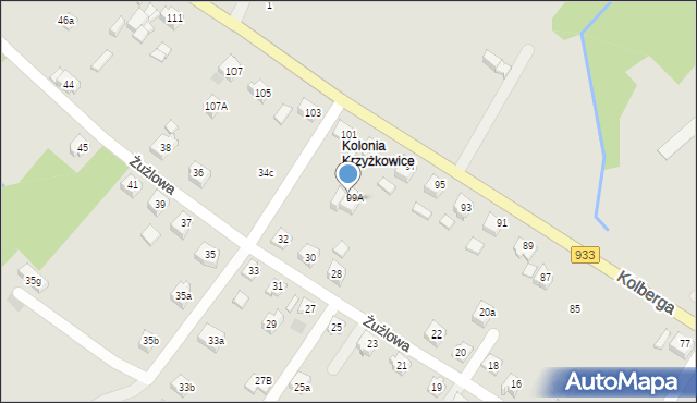 Pszów, Kolberga Oskara, 99a/b, mapa Pszów