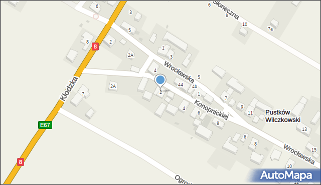 Pustków Wilczkowski, Konopnickiej Marii, 2, mapa Pustków Wilczkowski