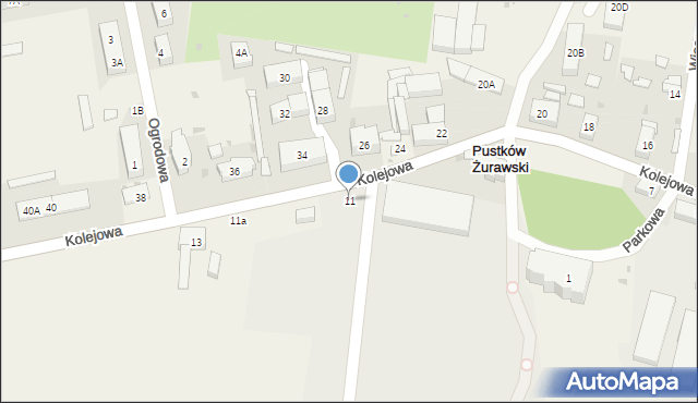 Pustków Żurawski, Kolejowa, 11, mapa Pustków Żurawski