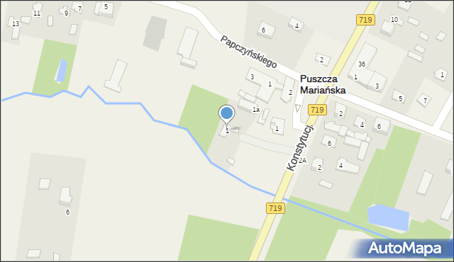 Puszcza Mariańska, Konstytucji 3 Maja, 1, mapa Puszcza Mariańska