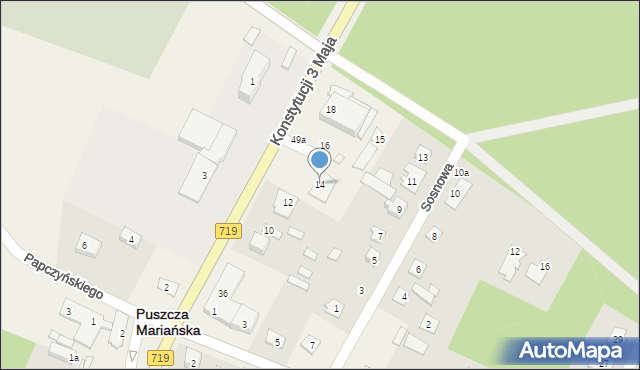 Puszcza Mariańska, Konstytucji 3 Maja, 14, mapa Puszcza Mariańska