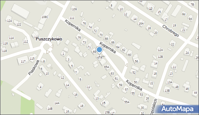 Puszczykowo, Kopernika Mikołaja, 67A, mapa Puszczykowo