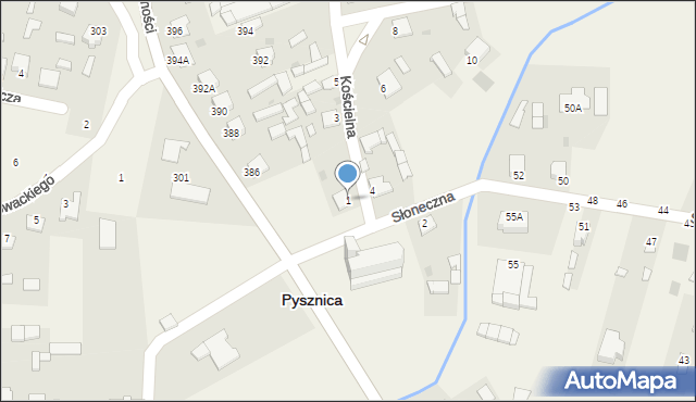 Pysznica, Kościelna, 1, mapa Pysznica