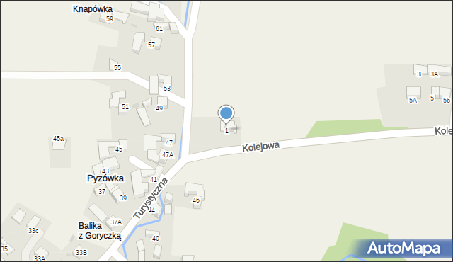 Pyzówka, Kolejowa, 1, mapa Pyzówka