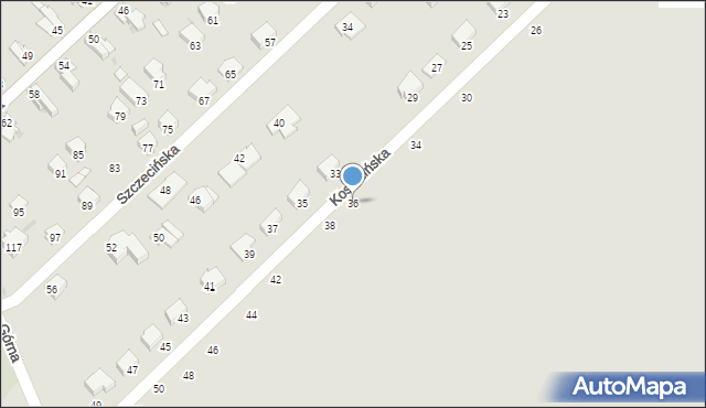 Racibórz, Koszalińska, 36, mapa Racibórz