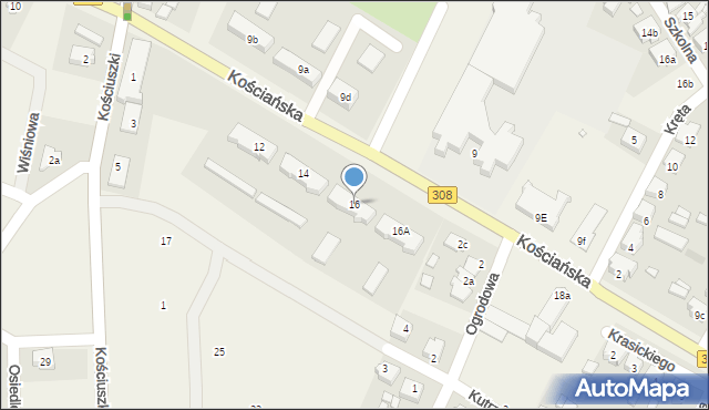 Racot, Kościańska, 16, mapa Racot