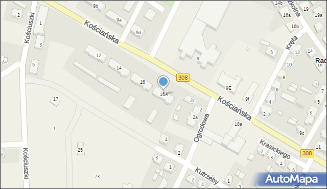 Racot, Kościańska, 16A, mapa Racot