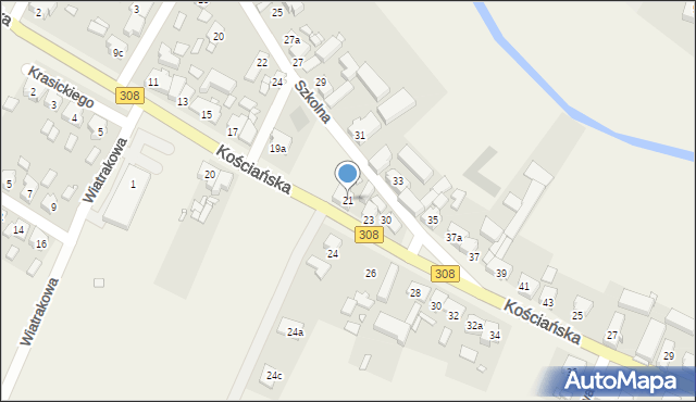 Racot, Kościańska, 21, mapa Racot