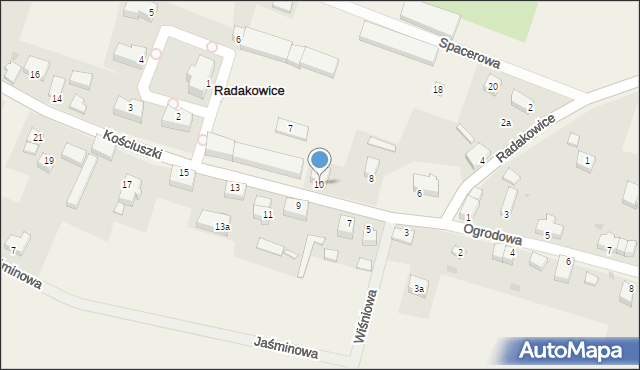 Radakowice, Kościuszki Tadeusza, gen., 10, mapa Radakowice