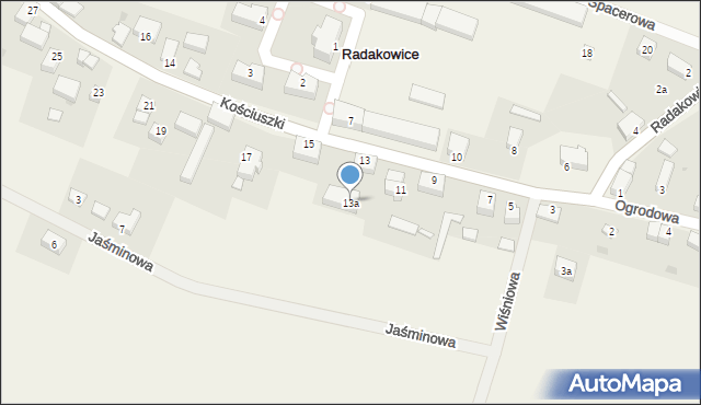 Radakowice, Kościuszki Tadeusza, gen., 13a, mapa Radakowice