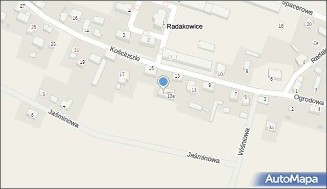 Radakowice, Kościuszki Tadeusza, gen., 13b, mapa Radakowice