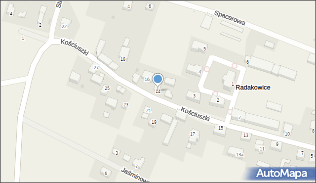 Radakowice, Kościuszki Tadeusza, gen., 14, mapa Radakowice
