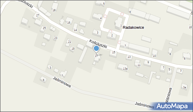 Radakowice, Kościuszki Tadeusza, gen., 17, mapa Radakowice