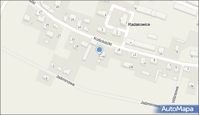 Radakowice, Kościuszki Tadeusza, gen., 17A, mapa Radakowice