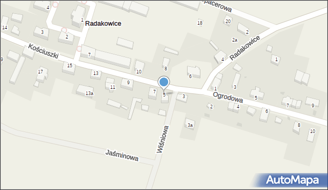 Radakowice, Kościuszki Tadeusza, gen., 5, mapa Radakowice