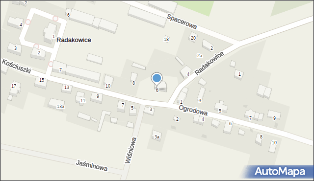 Radakowice, Kościuszki Tadeusza, gen., 6, mapa Radakowice