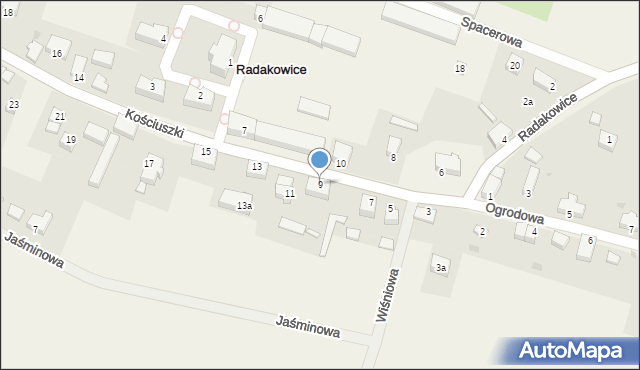 Radakowice, Kościuszki Tadeusza, gen., 9, mapa Radakowice