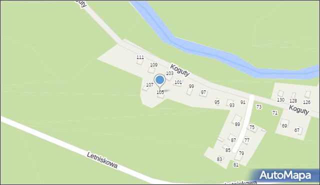 Radawa, Koguty, 105, mapa Radawa