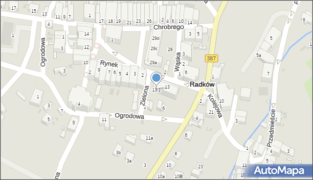 Radków, Kolejowa, 13/1, mapa Radków