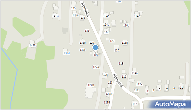 Radlin, Kominka Bolesława, ks. kard., 127, mapa Radlin