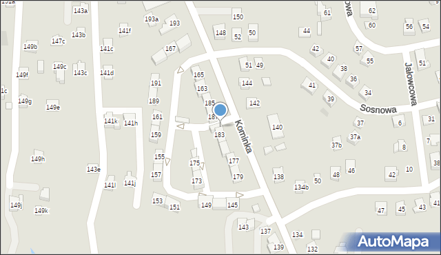 Radlin, Kominka Bolesława, ks. kard., 183a, mapa Radlin