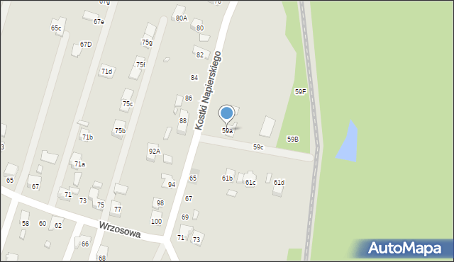Radlin, Kostki Napierskiego Aleksandra, 59a, mapa Radlin
