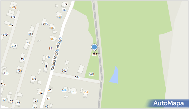 Radlin, Kostki Napierskiego Aleksandra, 59F, mapa Radlin
