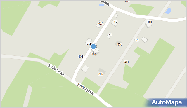 Radom, Kończycka, 30a, mapa Radomia