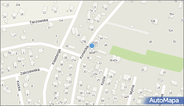 Radom, Konecka, 38/40, mapa Radomia