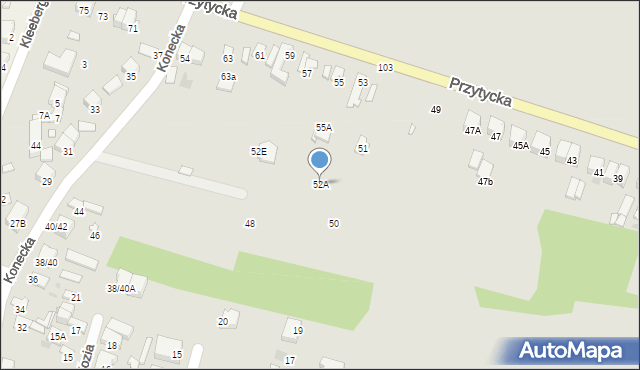 Radom, Konecka, 52A, mapa Radomia