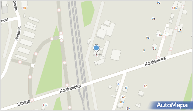 Radom, Kozienicka, 1, mapa Radomia