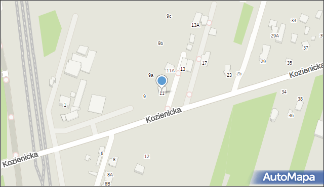 Radom, Kozienicka, 11, mapa Radomia