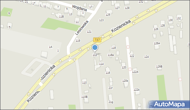Radom, Kozienicka, 112, mapa Radomia