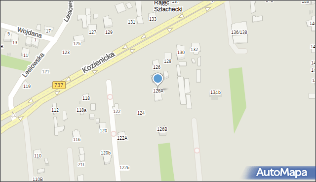 Radom, Kozienicka, 126A, mapa Radomia