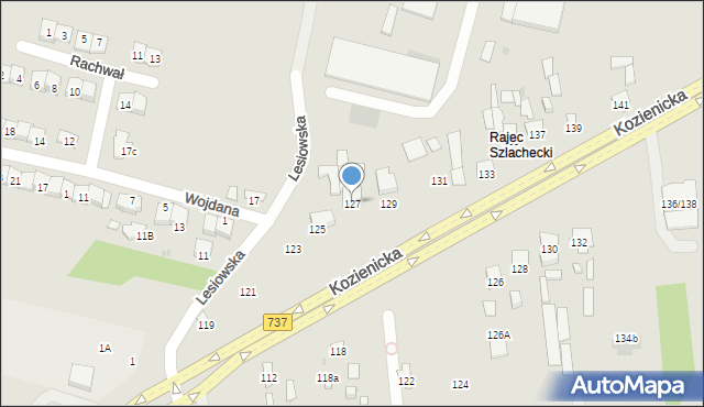 Radom, Kozienicka, 127, mapa Radomia