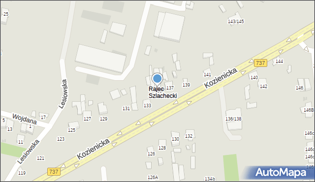 Radom, Kozienicka, 135, mapa Radomia