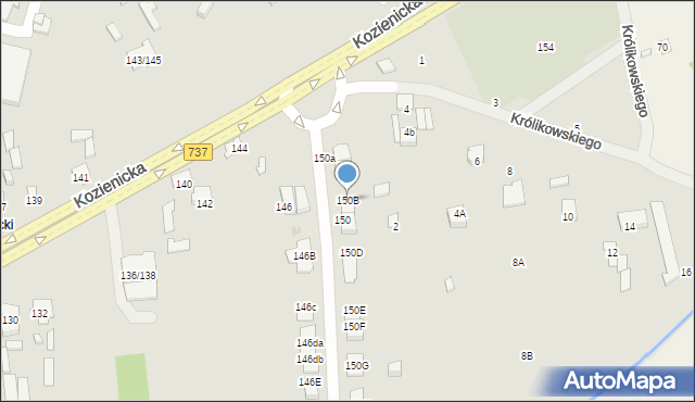 Radom, Kozienicka, 150B, mapa Radomia