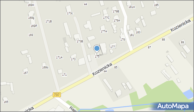 Radom, Kozienicka, 175, mapa Radomia