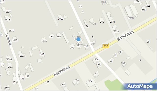 Radom, Kozienicka, 193, mapa Radomia