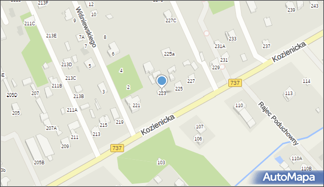 Radom, Kozienicka, 223, mapa Radomia