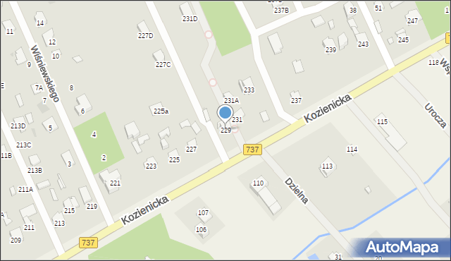 Radom, Kozienicka, 229, mapa Radomia