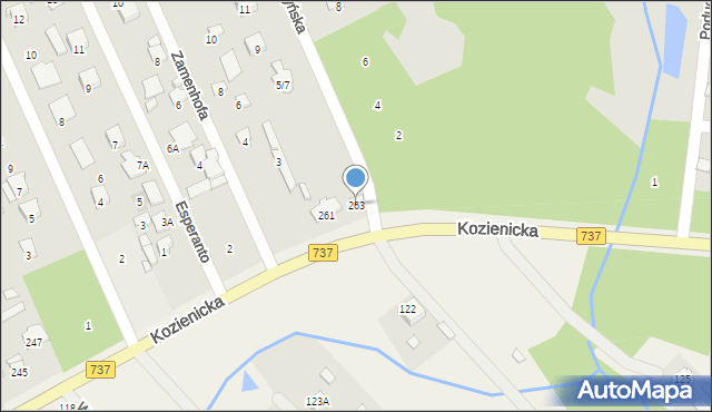 Radom, Kozienicka, 263, mapa Radomia